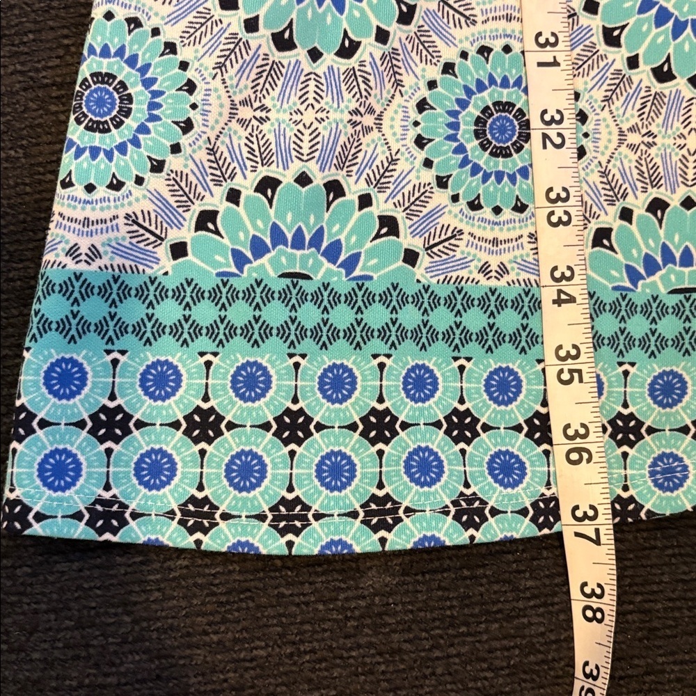 Liz Claiborne Teal and Navy Geometric Midi Dress-Size 10 - Picture 12 of 13